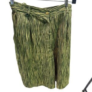 DeVille green & cream stripe print culotte skimmer shorts